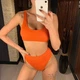 Купальник No Brand роздільний Modern із завищеною талією помаранчевий S - зображення 2
