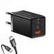 Сетевое зарядное устройство Baseus GaN5 Pro Fast Charger 2C+U 65W EU Black with fast charging Cable Type-C to Type-C 100W - изображение 1
