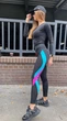 Женский спортивный комплект для фитнеса Dionafit рашгард и лосины с вставкой сетка L(46) - изображение 2