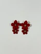 Жіночі сережки підвіски яскраві червоного кольору з золотистими елементами у вигляді квітів - изображение 6