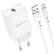Зарядное устройство с быстрой зарядкой QC 3.0 + кабель MicroUSB BOROFONE BN5 |1USB, 18W| Белый - изображение 1