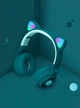 Светящиеся наушники детские беспроводные с ушками кошки, кошачьи ушка BT028C Fingertime Синий 50380 - изображение 9