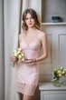 Нічна сорочка жіноча з мікрофібри та мережива Felisiya Lingerie Пудровий 143-081 S - зображення 1