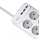 Мережевий подовжувач XO WL07 10 розетки/3USB/3,1A перехідник трійник на 10 розеток та 3 USB Білий - зображення 4