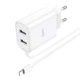 Адаптер сетевой Hoco Lightning Cable Courser dual-port charger C103A |2USB, 2.1A| белый - изображение 5