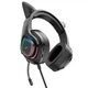 Наушники Hoco игровые проводные подсветка микрофон Cat Ear W107 Phantom Black / Green (W107 Green) - изображение 6