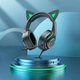 Наушники Hoco игровые проводные подсветка микрофон Cat Ear W107 Phantom Black / Green (W107 Green) - изображение 3