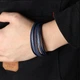 Браслет мужской кожаный Wicker синий р.20 - изображение 3