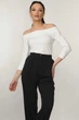 Повсякденна блуза з широкою горловиною та рукавами 3/4 RiMari 50 Білий (rm8066) - зображення 4
