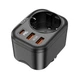 Мережевий зарядний пристрій перехідник Hoco NS3, USB, 2 Type-C, QC, PD, 1 розетка, чорний - зображення 1