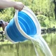 Складане силіконове відро Collapsible Bucket на 10 л з ручкою, Синій - зображення 8