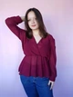 Блуза полупрозрачная на запах Boohoo Бордовая (10379 L/46) - изображение 4