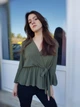Топ с длинными рукавами на запах Boohoo Хаки (10364 L/46) - изображение 1
