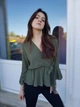 Топ с длинными рукавами на запах Boohoo Хаки (10364 L/46) - изображение 2