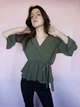 Топ с длинными рукавами на запах Boohoo Хаки (10364 L/46) - изображение 6