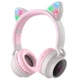 Бездротові Bluetooth навушники Cheerful Hoco W27 Cat Rose котячими Вушками з мікрофоном та LED RGB підсвічуванням (білі) White - зображення 1