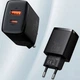 Сетевое зарядное устройство Baseus 20W USB+Type-C Compact Quick Charger QC3.0+PD3.0 3A Black (CCXJ-B01) - изображение 1