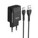 Сетевое зарядное устройство с кабелем Type-C HOCO C72Q Glorious single port (1USB, QC3.0, 3A, 18W). Black - изображение 1
