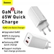 Сетевое зарядное устройство Мощный адаптер Baseus 65W GaN2 Lite QC4.0+PD3.0 1USB+1Type-C 5A White (CCGAN2L-B02) - изображение 11