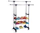 Вешалка напольная для одежды Triple Stand Hanger двойная телескопическая 3 полки для обуви 160х80х38 см (Triple Stand Hanger_704) - изображение 4