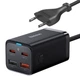 Мережевий зарядний пристрій Baseus GaN3 Pro 65W 2xUSB-C | 2xUSB-A with USB-C to USB-C Cable Black (CCGP040101) - зображення 1