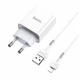 СЗУ сетевое зарядное устройство HOCO C81A 1USB/2.1A с кабелем для зарядки USB - Lightning Белый - изображение 1