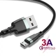 Кабель зарядний USB USLION microUSB — USB (2m) 3 А дріт швидкого заряджання для телефона Чорний - зображення 3
