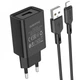 Сетевое зарядное Borofone BA68A single port + кабель Lightning (EU) Черный - изображение 1