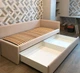 Ліжко дитяче з матрацом диван MeBelle SLEEPY 80х190 см з висувною скринькою для речей, бежевий велюр - зображення 3