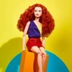 Лялька Барбі колекційна Руда з кучерявим волоссям Колор-блок Barbie Signature Looks Doll, Curly Red Hair Color Block Outfit #13 (HJW80) - зображення 6