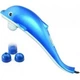 Ручной Вибромассажер Дельфин Dolphin Великий для тела спины и шеи - 3 насадки 2 скорости массажа, синий - изображение 1