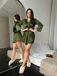 Жіноча піжама шовк (м. 115) - Комплект 3-ка (халат + майка + шорти) XL-XXL - Зелена - зображення 6