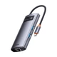 USB-хаб Baseus Metal Gleam Series 4-in-1 Multifunctional Type-C HUB Docking Station Gray （Type-C to USB3.0*3+RJ45*1） (WKWG070113) - изображение 2