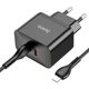 Зарядное устройство Hoco N29 Triumph wall charger, dual Type C 35W output, EU plug Type-C to Lightning Черный - изображение 3