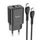 Сетевое зарядное устройство Hoco N28 Founder |1USB/1Type-C, 20W/3A, PD/QC| адаптер с быстрой зарядкой кабелем Type-C 1м. Black - изображение 2