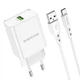 Мережевий Зарядний Пристрій Borofone BN5 18W QC3.0 Type C Колір Бiлий - изображение 1