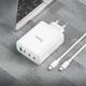 Блок питания Hoco 100W GaN Quick Charger |1xUSB/3xType-C, QC/PD, 5A| + кабель USB-C 100W для MacBook/Huawei/Samsung/Asus/Google/Lenovo white - изображение 7
