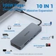 Док-станция адаптер HOPDAY 10 в 1 USB-концентратор C с HDMI 4K, 3 USB 3.0, PD 100 Вт, SD/TF, 3,5-мм наушники. - изображение 6