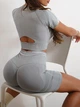 Женский костюм для фитнеса Whatiwear с утяжкой и эффектом Push Up (Пуш Ап) серый S (1355-gray-S) - изображение 4