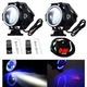 Фары прожекторы для мотоцикла U7 LED 12В 3000лм Angel Eyes синие + кнопка - изображение 2