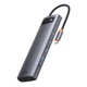 USB-хаб Baseus Metal Gleam Series 12-in-1 USB-C to 4xUSB/2xUSB-C/2xHDMI/3.5 mm Jack/Ethernet/SD/TF Gray (WKWG020213) - изображение 1