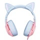 Ігрові навушники Onikuma K9 з мікрофоном та LED RGB підсвічуванням котячі вушка провідні Pink-Blue - зображення 4