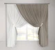 Кухонная шифоновая занавеска Adagio Windows Decor с пышной сборкой бело-коричневая в размере 2,8х1,7м - изображение 1