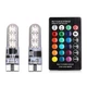 2x LED W5W T10 лампа в автомобіль з пультом ДК, 6SMD, 16 кольорів - зображення 2