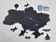 Деревянная 3D карта Украины "Black" 200 x 135 см от GOODMARK, политическая, c реками и интересными отметками - изображение 3