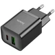 Мережевий зарядний пристрій (МЗП) Hoco N28 Founder 20W Type-C + USB (Black) - изображение 3