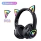 Беспроводные игровые наушники с кошачьими ушками Onikuma B90 с RGB подсветкой Bluetooth наушники для стриминга Черный - изображение 4