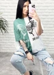 Двухцветная футболка "Butterfly", оливковый 42-44 - изображение 2