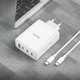 Зарядний пристрій із швидкою зарядкою PD100W + кабель Type-C HOCO N31 |3Type-C/1USB, 100W/5A, PD/QC| Білий - зображення 8