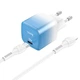 Зарядне мережеве HOCO C101A PD 20W Lightning-Type-C Блакитний - изображение 1
